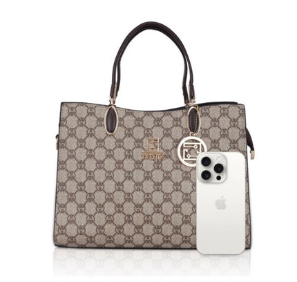 Women's Faux Leather Printed Handbag (Coffee)