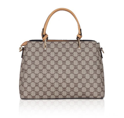 Women's Faux Leather Printed Handbag (Camel)