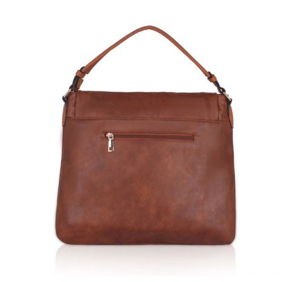 Women's Faux Leather Solid Sling Bag (Brown)