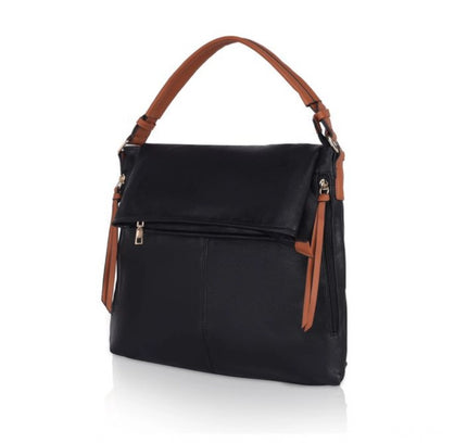 Women's Faux Leather Solid Sling Bag (Black)