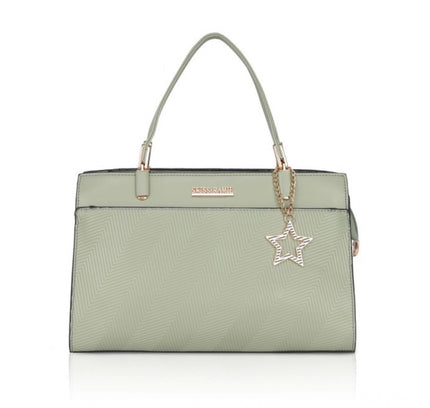 Women's Faux Leather Textured Adjustable Long Belt Handbag (Green)