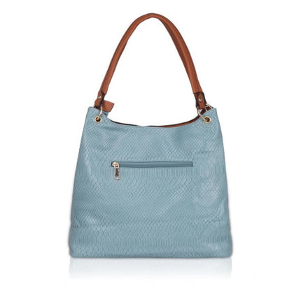 Women's Faux Leather Textured Tote Bag (Grey)