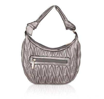 Women's Faux Leather Textured Handbag (Silver Grey)