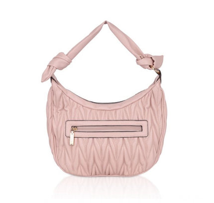 Women's Faux Leather Textured Handbag (Pink)