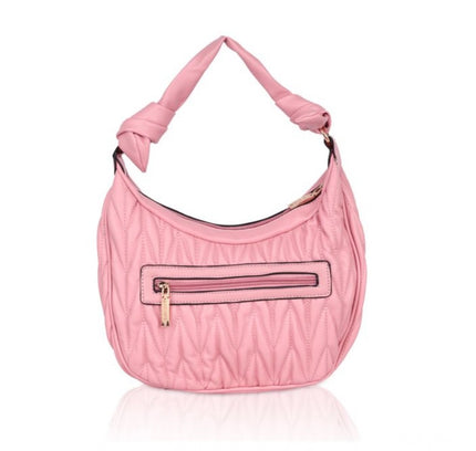 Women's Faux Leather Textured Handbag (Pink)