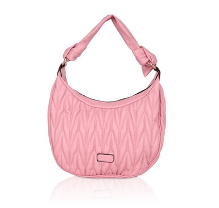 Women's Faux Leather Textured Handbag (Pink)