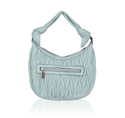 Women's Faux Leather Textured Handbag (Blue)