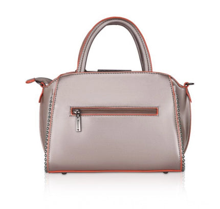 Women's Faux Leather Metal Beads Handbag (Bronze)