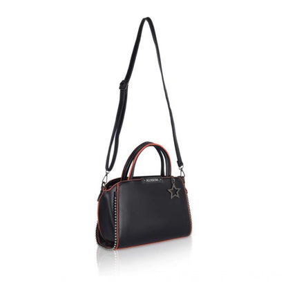 Women's Faux Leather Metal Beads Handbag (Black)