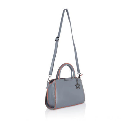 Women's Faux Leather Metal Beads Handbag (Grey)