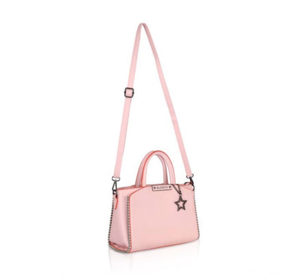 Women's Faux Leather Metal Beads Handbag (Pink)