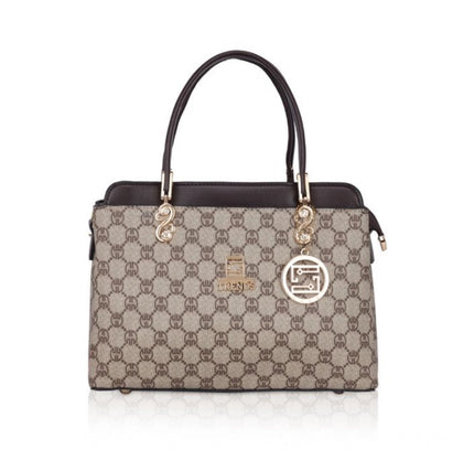 Women's Faux Leather Printed Handbag (Coffee)