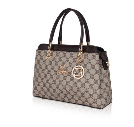 Women's Faux Leather Printed Handbag (Coffee)