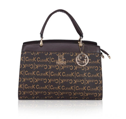 Women's Faux Leather Printed Handbag (Coffee)