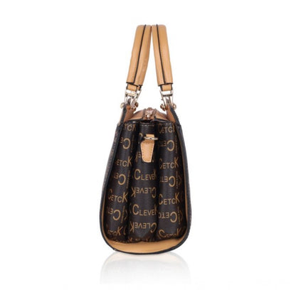 Women's Faux Leather Printed Handbag (Camel)