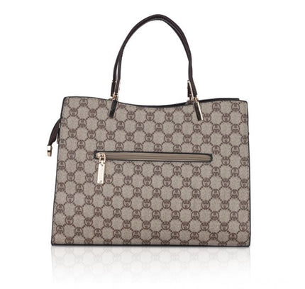 Women's Faux Leather Printed Handbag (Coffee)