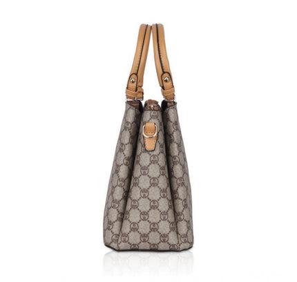 Women's Faux Leather Printed Handbag (Camel)