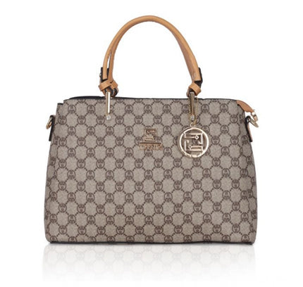 Women's Faux Leather Printed Handbag (Camel)