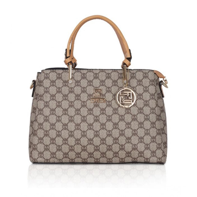 Women's Faux Leather Printed Handbag (Camel)