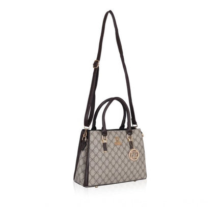 Women's Faux Leather Printed Handbag (Coffee)