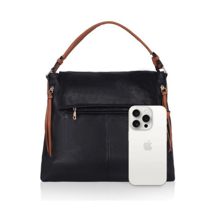 Women's Faux Leather Solid Sling Bag (Black)