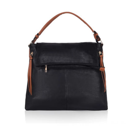 Women's Faux Leather Solid Sling Bag (Black)