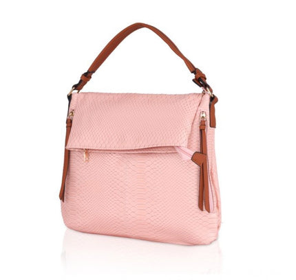 Women's Faux Leather Textured Sling Bag (Pink)