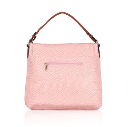 Women's Faux Leather Textured Sling Bag (Pink)