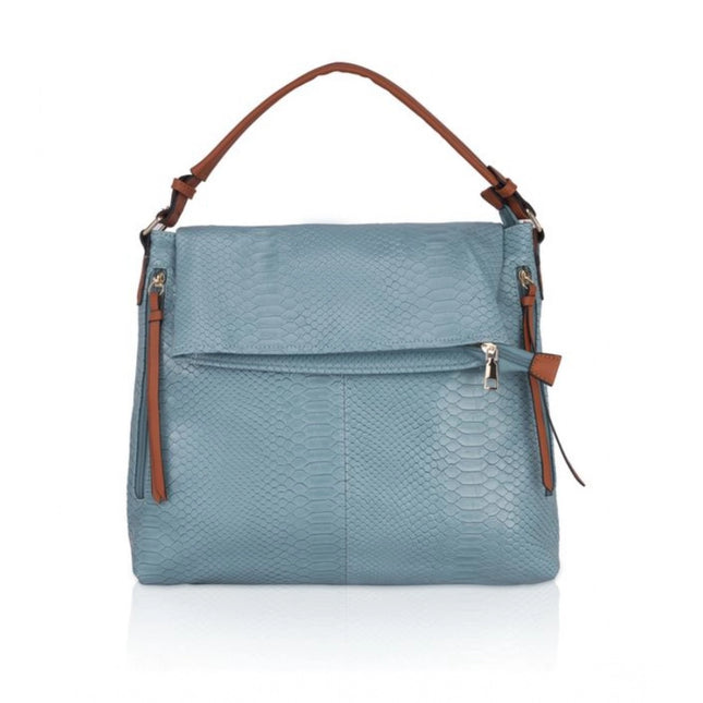 Women's Faux Leather Textured Sling Bag (Blue)
