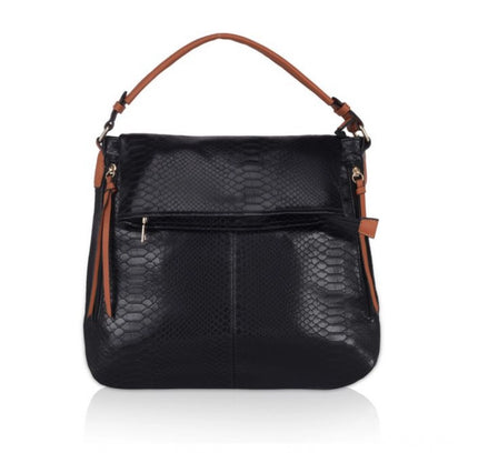 Women's Faux Leather Textured Sling Bag (Black)