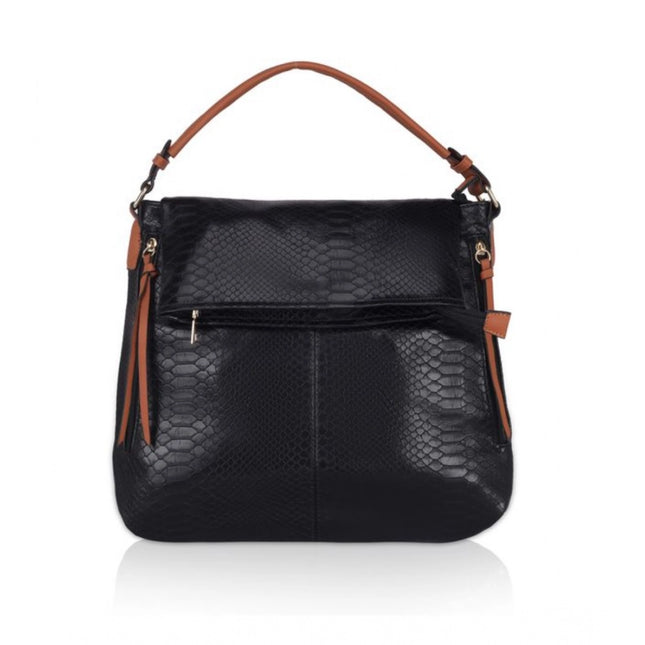 Women's Faux Leather Textured Sling Bag (Black)