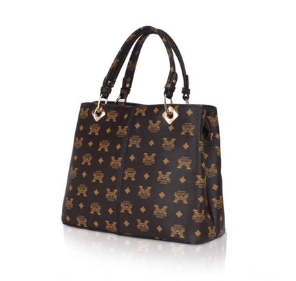 Women's Faux Leather Printed Handheld Bag (Brown )