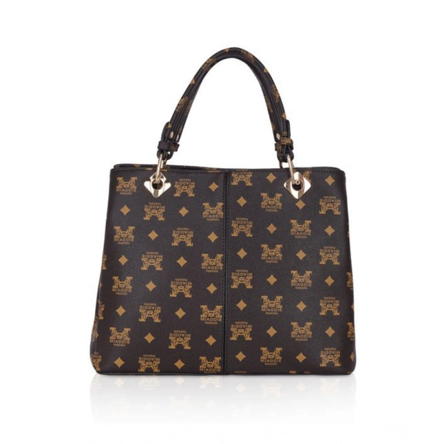 Women's Faux Leather Printed Handheld Bag (Brown )