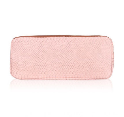 Women's Faux Leather Printed Tote Bag (Pink)