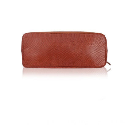 Women's Faux Leather Textured Tote Bag (Brown)