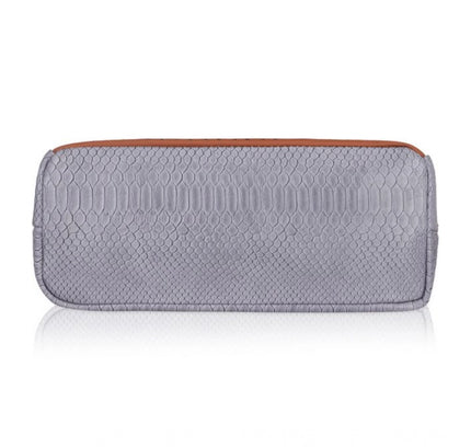 Women's Faux Leather Textured Tote Bag (Blue)