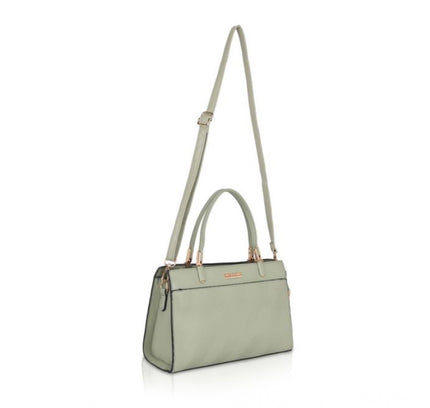 Women's Faux Leather Textured Adjustable Long Belt Handbag (Green)