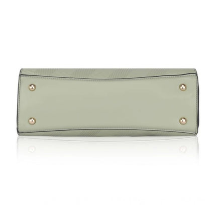 Women's Faux Leather Textured Adjustable Long Belt Handbag (Green)