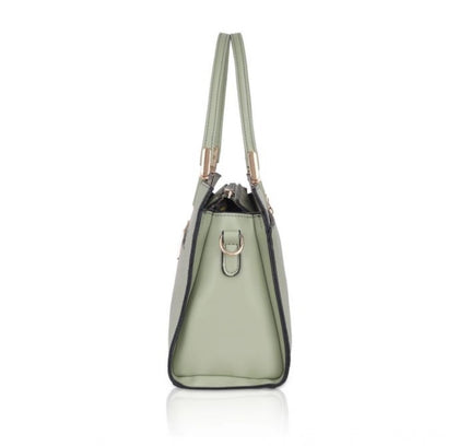 Women's Faux Leather Textured Adjustable Long Belt Handbag (Green)