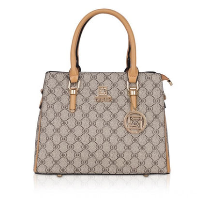 Women's Faux Leather Printed Handbag (Camel)