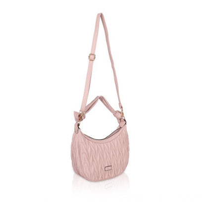 Women's Faux Leather Textured Handbag (Pink)