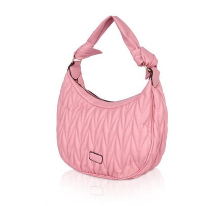 Women's Faux Leather Textured Handbag (Pink)