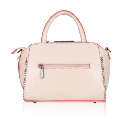 Women's Faux Leather Metal Beads Handbag (Pink)