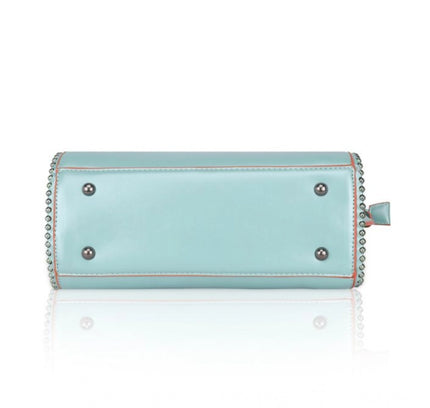 Women's Faux Leather Metal Beads Handbag (Green)