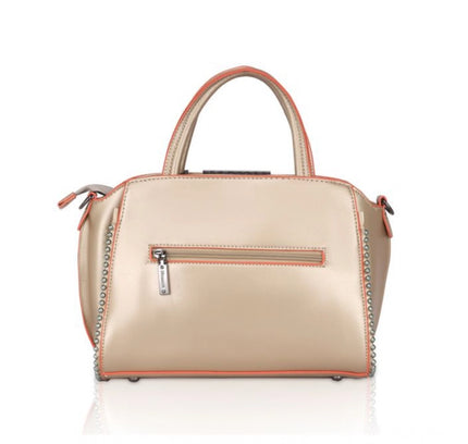 Women's Faux Leather Metal Beads Handbag (Gold)