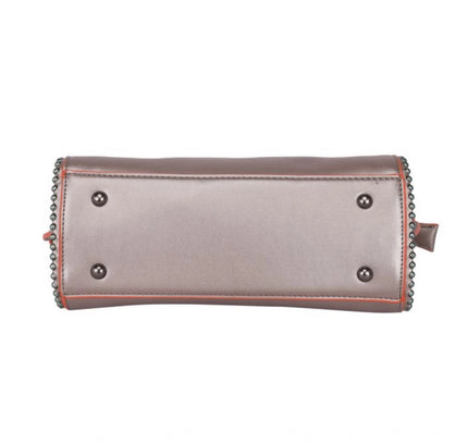 Women's Faux Leather Metal Beads Handbag (Bronze)