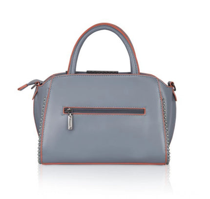 Women's Faux Leather Metal Beads Handbag (Grey)