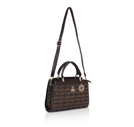 Women's Faux Leather Printed Handbag (Coffee)