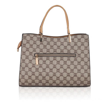 Women's Faux Leather Printed Handbag (Camel)