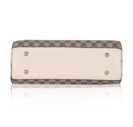 Women's Faux Leather Printed Handbag (Beige)